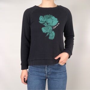 Whistles Emboridered Viore La Vie Floral Crew Neck Sweatshirt Navy‎ Blue Size M